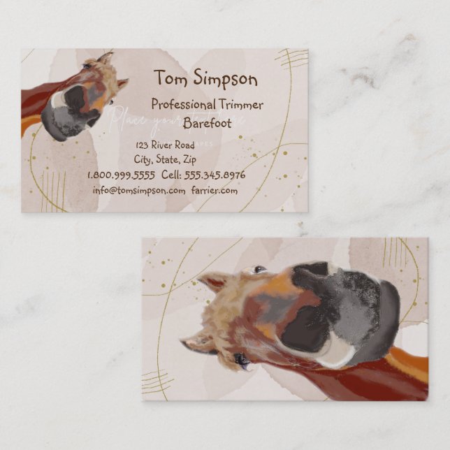 Custom Farrier Trimmer Funny Horse Visitenkarte (Vorne/Hinten)