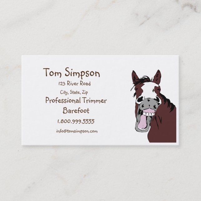 Custom Farrier Trimmer Happy Horse Business Card Visitenkarte (Vorderseite)