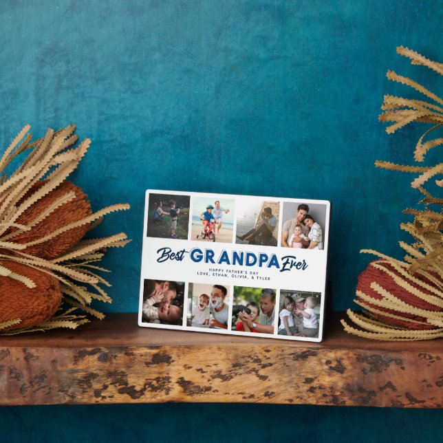 Custom Father's Day Photo Collage Best Grandpa Fotoplatte (Seite)