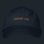 Custom FEBRUARY 2026 Text Special day Celebration  Bestickte Baseballkappe<br><div class="desc">Mark the moment in style with this Navy Alternative Apparel Basic Adjustable Cap featuring bold “FEBRUARY 2026” embroidery that stands out with a refined finish. Crafted for comfort with a one-size-fits-all adjustable strap, it’s ideal for monthly campaigns, special achievements, anniversaries, or business promotions. Order in bulk for your organization, event...</div>