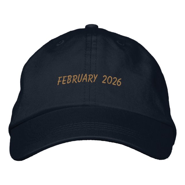 Custom FEBRUARY 2026 Text Special day Celebration  Bestickte Baseballkappe (Vorderseite)