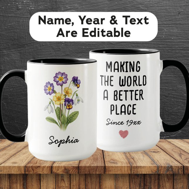 Custom February Birth Flower - Personalized Name Tasse (Von Creator hochgeladen)