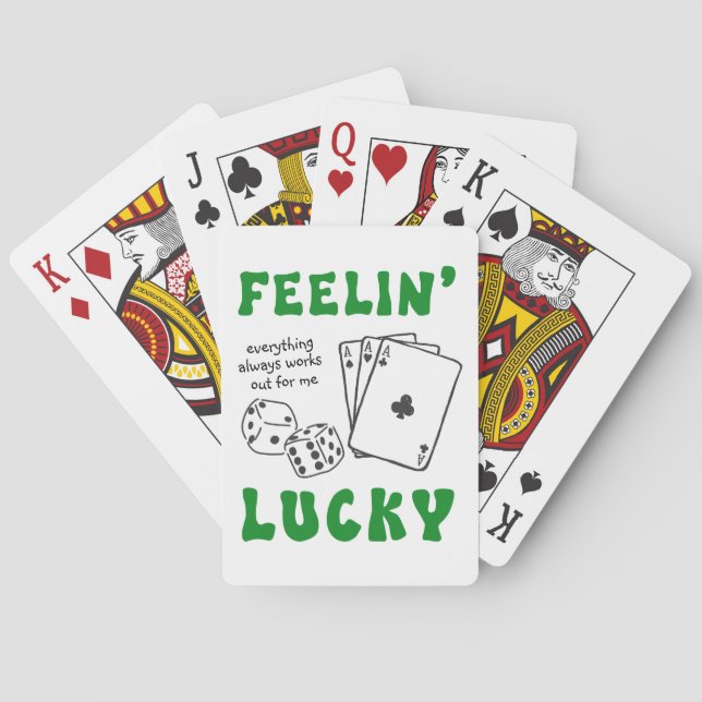 Custom Feelin' Lucky Positive Affirmation & Aces Spielkarten (Rückseite)