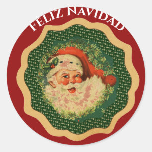Custom Feliz Navidad Weihnachten Weihnachtsmann Runder Aufkleber