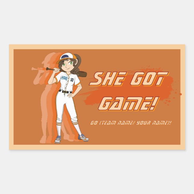 Custom Female Baseball Player Sticker (Vorderseite)