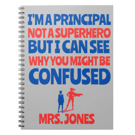 Custom Female Principal lustig Superhero rot blau Notizblock