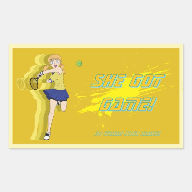 Custom Female Tennis Player Sticker (Vorderseite)