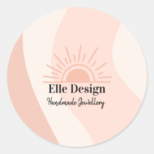 Custom Feminush Blush Pink Beruflich Boho Sun Runder Aufkleber