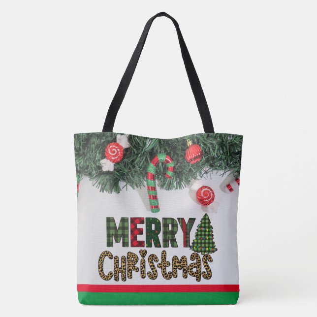 Custom festliche Weihnachtsfeier Frohe Weihnachten Tasche (Rückseite)