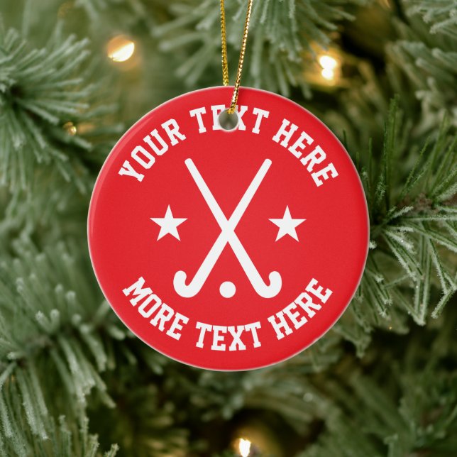 Custom field hockey Sport Weihnachtsbaumschmuck Keramik Ornament (Baum)
