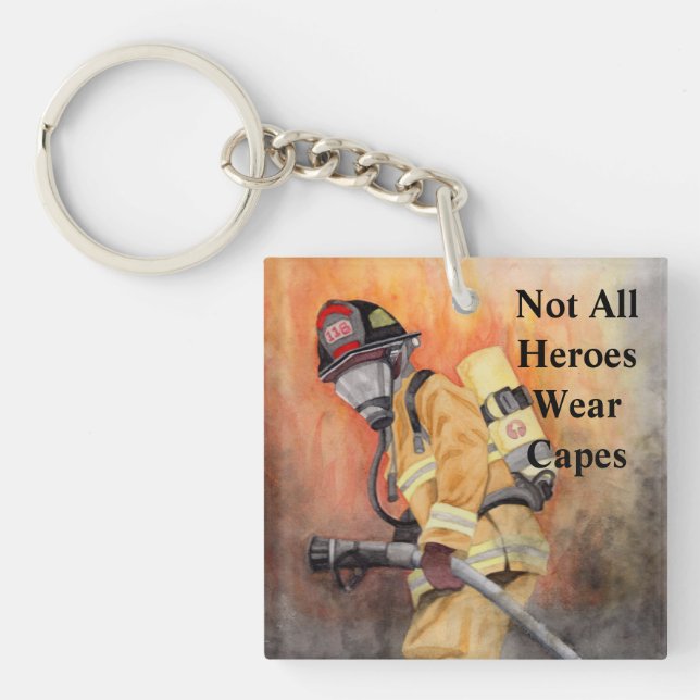 Custom Firefighter Schlüsselanhänger Fireman My He (Vorderseite)