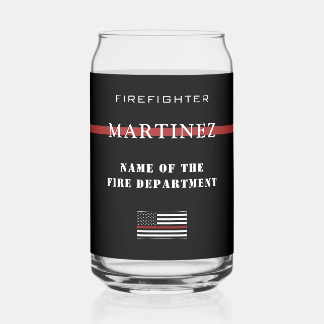 Custom Firefighter Thin Red Line Fire Department Dosenglas (Vorderseite)