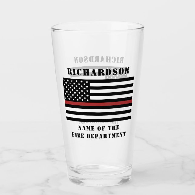 Custom Firefighter Thin Red Line Fire Department Glas (Vorderseite)