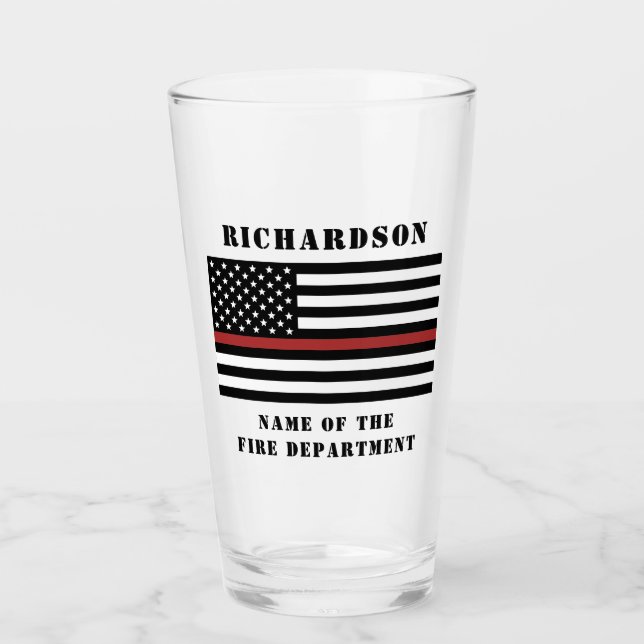 Custom Firefighter Thin Red Line Fire Department Glas (Vorderseite)
