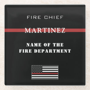 Custom Firefighter Thin Red Line Fire Department Glasuntersetzer