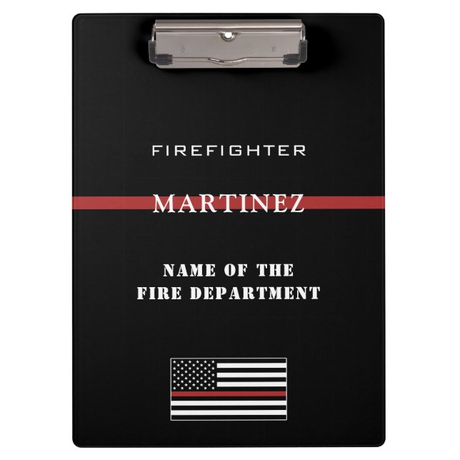 Custom Firefighter Thin Red Line Fire Department Klemmbrett (Vorderseite)
