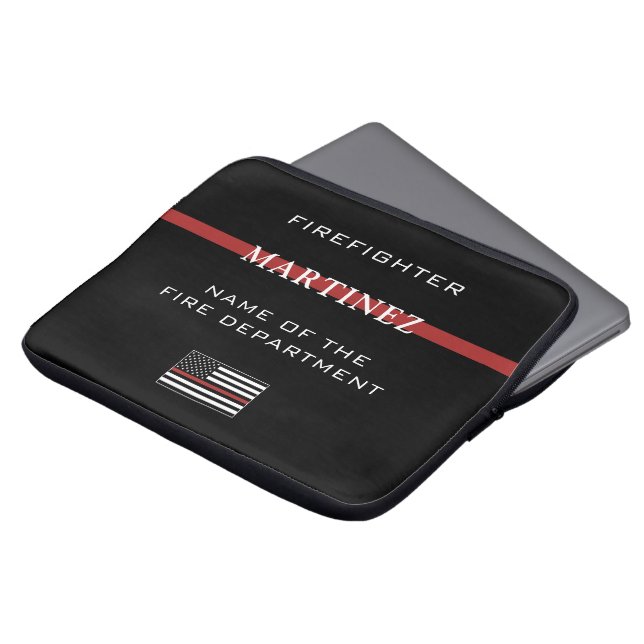 Custom Firefighter Thin Red Line Fire Department Laptopschutzhülle (Vorne Oben)