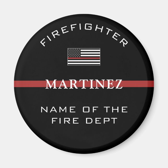 Custom Firefighter Thin Red Line Fire Department Magnet (Vorne)