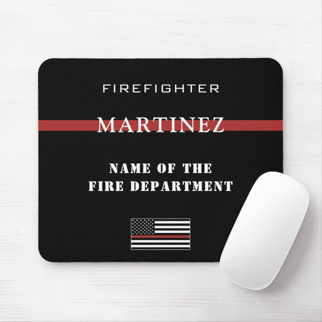 Custom Firefighter Thin Red Line Fire Department Mousepad (Mit Mouse)