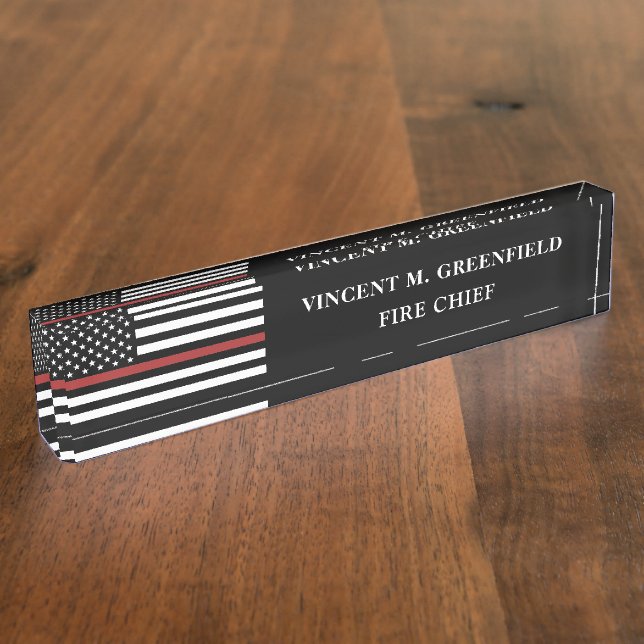  Custom Firefighter Thin Red Line Fire Department Namensplakette (Seite)