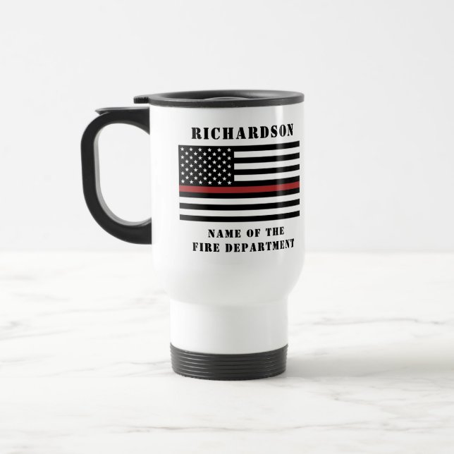 Custom Firefighter Thin Red Line Fire Department Reisebecher (Links)