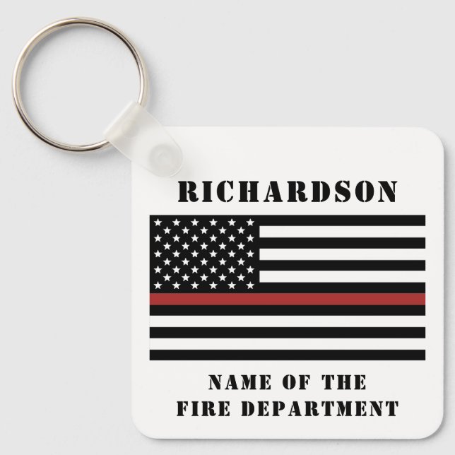 Custom Firefighter Thin Red Line Fire Department Schlüsselanhänger (Vorderseite)