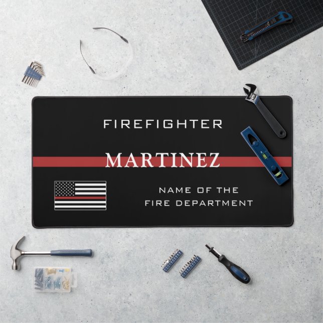 Custom Firefighter Thin Red Line Fire Department Schreibtischunterlage (Arbeitsplatz)