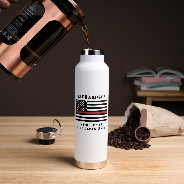 Custom Firefighter Thin Red Line Fire Department Trinkflasche (Kaffee)