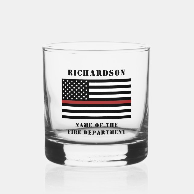 Custom Firefighter Thin Red Line Fire Department Whiskyglas (Vorderseite)