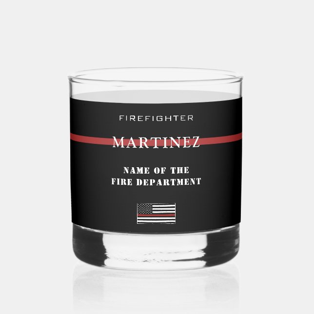 Custom Firefighter Thin Red Line Fire Department Whiskyglas (Vorderseite)