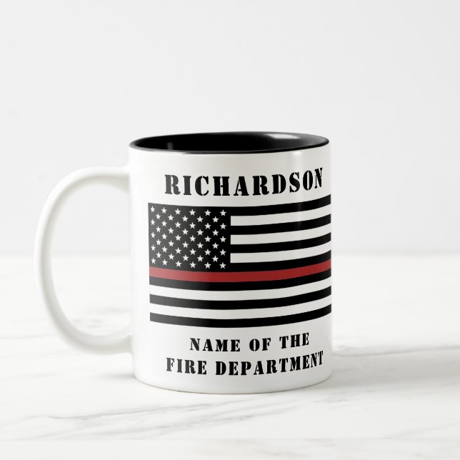 Custom Firefighter Thin Red Line Fire Department Zweifarbige Tasse (Links)