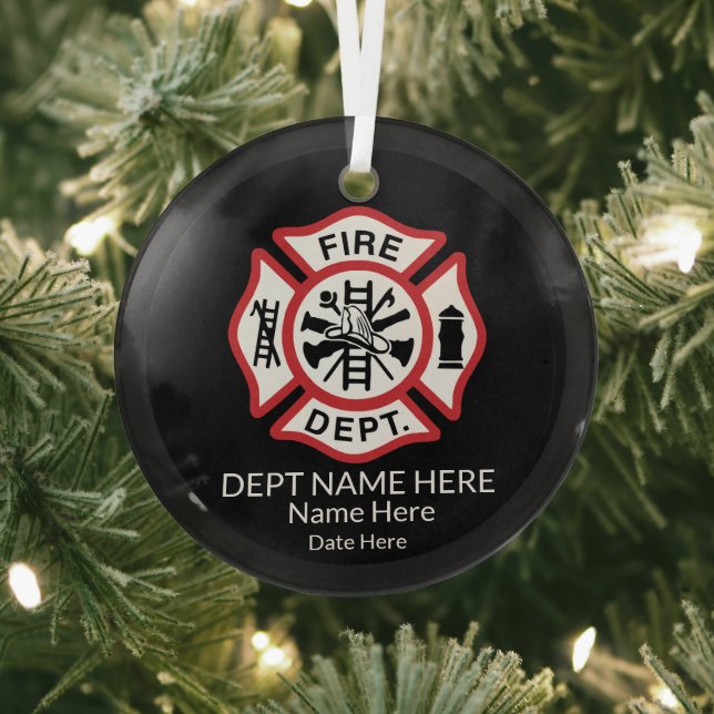 Custom Fireman Ornament Firefighter Maltese Cross  Aus Glas (InSitu)