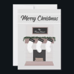 Custom Fireplace Mantle Family Strumpf Feiertagskarte<br><div class="desc">Eine einzigartige Weihnachtskarte für Ihre Familie. Diese Karte enthält einen Mantel mit 3 benutzerdefinierten Strümpfen. Familienmitglieder und Foto auf der Rückseite können mit der Personalisierungsfunktion individuell angepasst werden.</div>