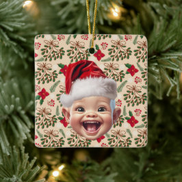 Custom First Baby Face Weihnachtsmannmütze Weihnac Keramikornament