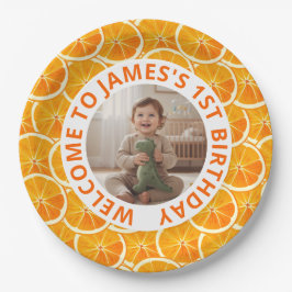 Custom First Birthday Paper Plates with Photo Pappteller
