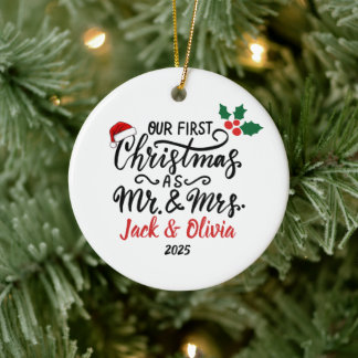 Custom First Christmas als Mr. & Mrs. Ornament