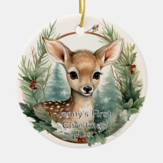 Custom First Christmas Ornament, Deer Ornament