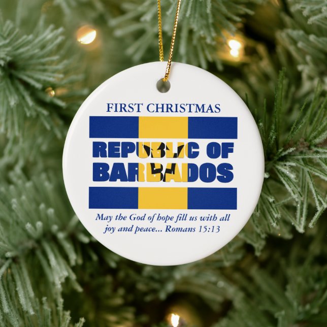 Custom First Christmas Republic of Barbados Keramik Ornament (Baum)