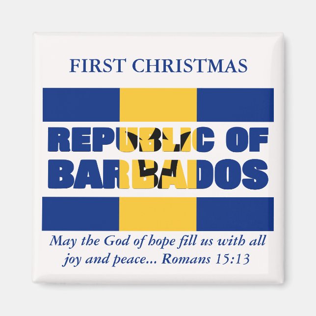 Custom First Christmas Republic of Barbados Magnet (Vorne)