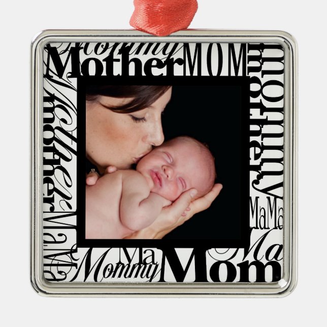Custom First Christmas Word Collage Foto Ornament (Vorne)