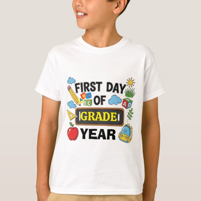 Custom First Day School T - Shirt - Editable Grad (Vorderseite)