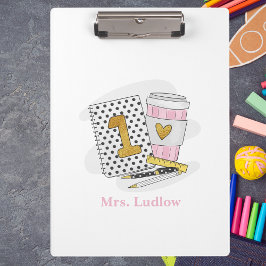 Custom First Grade Lehrer White Notebook School Klemmbrett