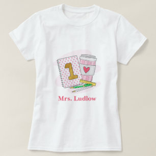 Custom First Grade Teacher Pink Notebook-Kaffee T-Shirt