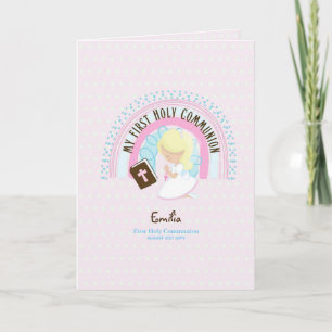 Custom First Heilige Kommune Niedlich Blonde Hair  Dankeskarte