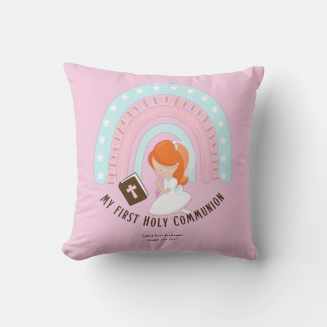 Custom First Heilige Kommune Niedlich Red Hair Gir Kissen (Vorderseite)
