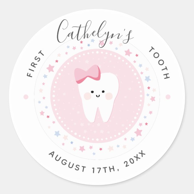 Custom First Tooth Baby Meilenstein Sticker (Vorderseite)