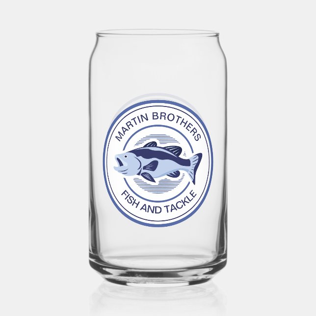 Custom Fish and Tackle Shop Blue Fischer Dosenglas (Vorderseite)