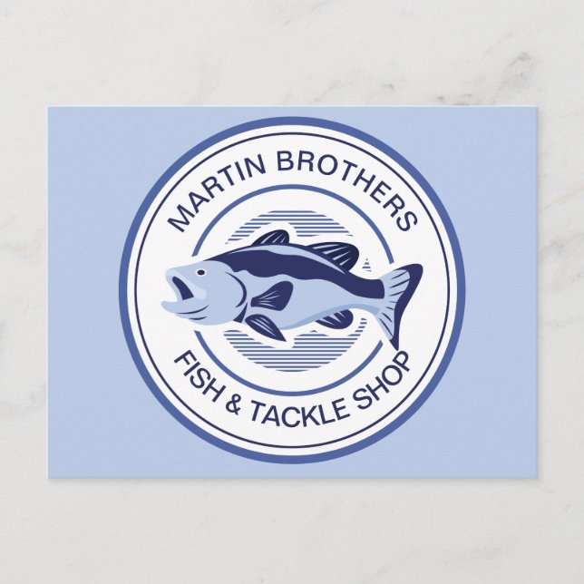 Custom Fish Tackle Shop Blue Bass Grand Opening Postkarte (Vorderseite)