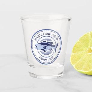 Custom Fisherman Blue Bass Fish Schnapsglas