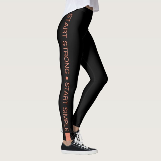 Custom Fitness Studio Slogan Orange on Black Leggings (Rechts)